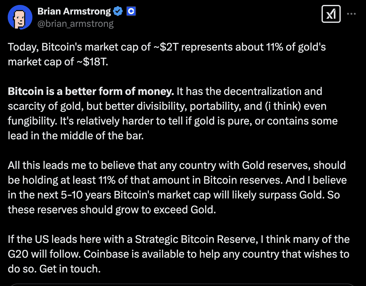 Brian Armstrong's Bitcoin Price Prediction